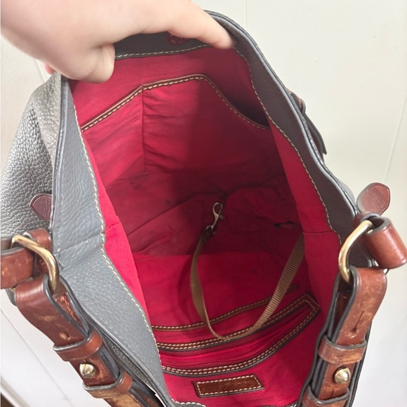 Dooney And Bourke Cooper Hobo Leather Shoulder bag grey brown - Picture 10 of 11